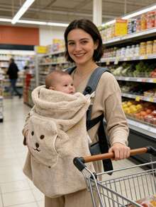 1pc Upgraded Baby Windproof Blanket, Thicker Design, Coffee Color, Baby Carrier Wind Cover, Warm Cloak, Portable Cover, 3-In-1 Multifunctional Blanket, Foldable, Washable, Suitable For Toddlers Outdoor Travel, Multiple Colors Available, Warm And Portable, Suitable For Outdoor Activities - Brown - View 2