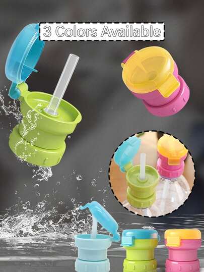 1个带安全吸管的水瓶盖 – 防漏吸管盖，适用于汽水瓶和水瓶，非常适合旅行、户外探险、健身房和飞机上使用 | 防漏、可重复使用 | 适合成人和老年人