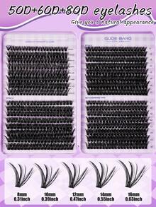 640pcs Lash Clusters DIY Eyelashes Extensions Kit, D Curling Eyelashes Extension Kit, Black Ndividual Lash Clusters Kit 8-16mm D30/D40/D50D60/D80 Black D-Curling Eyelashes Cluster Extension Kit, Large-Capacity Cluster False Eyelashes, Natural Style Comic Eyelasesh Kit Bond&Seal, Lash Tweezer Whith Eye Makeup Remover & Applicator For At-Home - Black - View 8