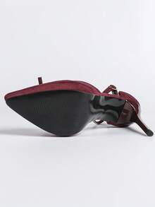 Elegant Party & Nightclub Rhinestone Bow Decor Waterproof Platform High Heels - Burgundy - View 7