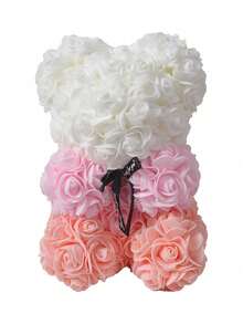 1 Urso de Rosas Artificiais - Presente para o Dia dos Namorados, Urso de Pelúcia com Rosas - Presente Romântico e Fofo para Aniversário, Dia das Mães - Vários Estilos e Cores (Sem Caixa de Presente) - Urso de Dia dos Namorados Multicolorido - Ver 9