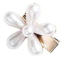 Elegant Faux Pearl Flower Hair Clip - Non-Slip Duckbill Hairpins For Women And Girls - Fashionable Head Accessory - White - View 5