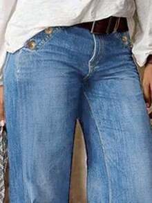 Womens Jeans, Y2K Style Women's Wear, High Street Straight-Leg Jeans, Casual Versatile Pants, Jeans>Pants, Suitable For All Seasons, With Multiple Pockets And Button Designs, Religion>Clothes, Suitable For Going Out, Cocktail Parties, Parties, Christmas, Nightclubs, Banquets, Film Festivals, Cinemas, Balls Cocktail Party, Bar, Wedding, Graduation Ceremony, Homecoming, Birthday Party, Rebellious Girl, Holiday-Themed Party, Out Dress, Streetwear, Fashion Show, Date, Valentine 's Day, Out Work University, School Village, Concert, Street Girl, Girl, Country Outfits Women, Out Best Women, Ladies' Vacation Clothing Country Concert Outfit,New Years Outfit Women, Valentine's Day, Clothes, Valentine Outfits For Women - Xanh da trời - Xem 2