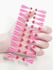1 Tờ gồm 14 miếng dán móng tay gel tự dính, chống thấm nước và bền lâu, hình dán nghệ thuật móng tay 3D thời trang dành cho phụ nữ, bé gái, các buổi lễ tại nhà, tiệc khiêu vũ, ngày lễ, du lịch, làm móng nhanh, móng tay màu đỏ tía và lấp lánh bạc. - Màu Hồng Tươi - Xem 4