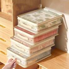 大容量床上用品收纳袋，4 件套绗缝布整理袋，防蛀防尘家用收纳盒 - 彩色 - 查看 1