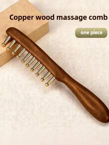 头部经络按摩梳，铜木经络梳，头皮放松刮痧按摩工具，木制按摩梳，头部经络梳，宽齿加厚按摩梳。 - 彩色 - 查看 9