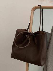 Mother-Daughter Tote Bag Set, Suitable For School, Commuting, And Travel, Eye-Catching Work Bags For Women, New Fashionable Big Bags For Women - 咖啡棕 - 查看 6