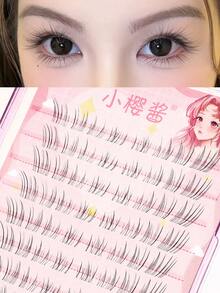 140/120/100/80Clustered Segmented False Eyelashes C Curl, Handmade Woven False Eyelashes, Single Cluster Eyelashes,10-13mm Size, Reusable, Natural Soft, Long-Lasting Effect, Korean False Eyelashes, Gift, Suitable For Women And Girls, Large Volume Segmented False Eyelash Clusters, Eyelash Clusters, Single Eyelashes, False Eyelashes - 黑色 - 查看 4