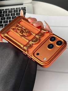 复古欧式丘比特天使镂空手机壳，兼容 17 Pro Max、17 Pro、16、15、14、13 Pro Max，保护壳，奢华防震后盖 - 橘色 - 查看 4