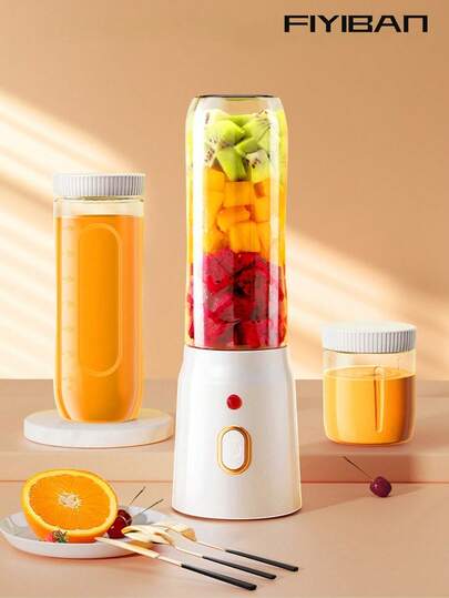 FIYIBAN 1pc Portable Rechargeable Juicing Cup, Multi-Function Juicer For Home Use, Rechargeable Portable Mini Juice Cup, Juice Cup, Electric Fruit Juicer, Mini Wireless Portable Blender, Shakesphere, With 2 Cups, Suitable For Home And Travel