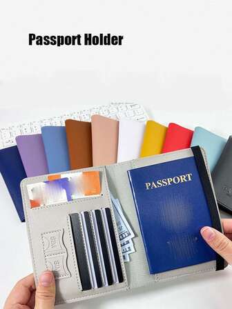Anti-Theft Folding Passport Holder With Elastic Strap, Retro Style, Ultra-Thin Design, Multiple Card Slots, Ample Storage For Cash And Tickets, Scratch-Resistant And Durable, Secure Elastic Strap, Unisex And Durable Travel Essential, Ideal For Business Travel And International Flights - Black, Brown, Gray, Blue, Yellow, Purple, Pink, White