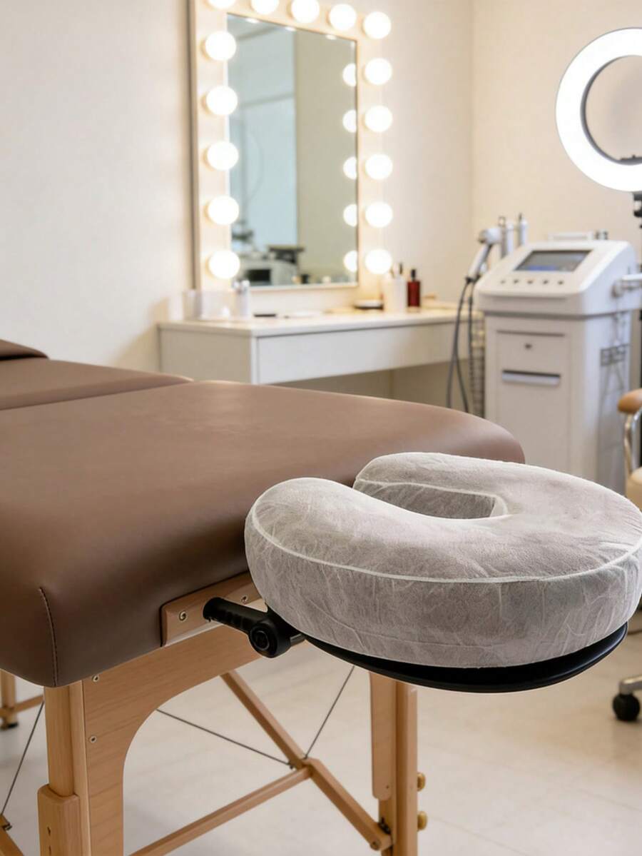 Disposable U-Shaped Pillowcases, Disposable Beauty Bedside Pillowcases, Elastic Non-Woven Fabric U-Shaped Pillow Travel Pillowcases, Non-Woven Fabric Super Soft Massage Facial Covers, Massage Table And Massage Chair Headrest Covers, Universal Size Beauty Salon SPA Facial Rest Covers. - Multicolor - View 1