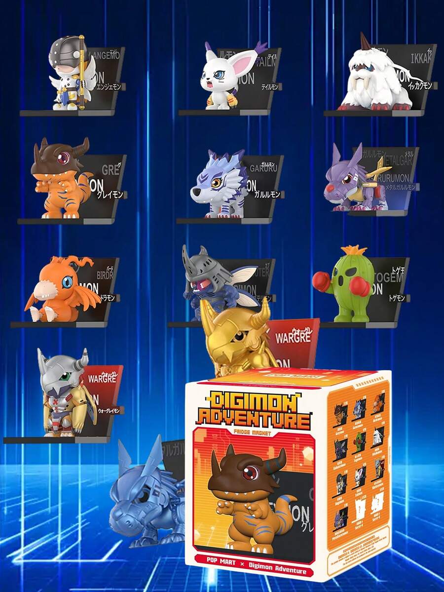 Caja ciega de imanes de nevera de estilo aventura de POP MART, imanes de nevera en 3D de miniaturas de dinosaurios de animales prehistóricos de dibujos animados lindos, juguetes coleccionables para decoración de cocina, regalo para fans del anime (caja individual) - Multicolor - Ver 1