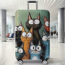 Cat Pattern Luggage Compartment Lid 18-32 Inch Flexible Luggage Compartment Lid, Suitable For 18-32 Inch Luggage Compartment Lid Anti Scratch Protector Luggage Compartment Protector Luggage Compartment Lid Protective Cover Dust Cover Suitcase Dust Cover Travel Accessories Back To School ,School Supplies,Shop Back To School ,Classroom,Shell - Multicolor - View 2