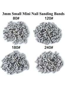 50/100pcs/Box Mini Nail Files, 3mm Mini Sanding Rings (80# 120# 180# 240#), Electric Nail Grinder Bits, Manicure Accessories Tools, Cuticle Remover
