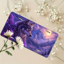 Aluminum License Plate Wolf Dream Catcher Front License Plate Cover Creative Car Decoration Accessories, For Decoration Only CP - A - View 7