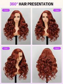 MEGALOOK 13x4 红棕色水波纹蕾丝前假发，100%真人发丝，预先拔毛并带有婴儿绒毛，#33棕色假发，透气帽 - 外观自然，适合日常佩戴，可打造办公室、万圣节派对、Y2K、叛逆假期、户外角色扮演、学校、圣诞派对、婚礼、节日等各种造型，适合女性佩戴。 - S33 - 查看 6