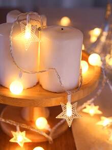 4.92ft/9.84ft/19.68ft Battery Powered LED White Star String Lights, Suitable For Bedroom Wall Decor, Garden Decor, Camping Decor, Party Decor, Wedding Decor, Birthday Decor, Christmas Tree & Yard Decor, Christmas Decorations, Christmas Tree Gifts, Thanksgiving Wedding Home Decor, Fall Decor, Birthday Decor, Party Supplies, Indoor Outdoor Garden Holiday Decor, Halloween Decor, Wall Decor, Halloween Accessories - Yellow Light - View 13