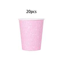 10件/20件/50件套装，粉彩闪光一次性7英寸餐盘和9盎司杯子 - 多色闪亮餐具 | 适合女孩下午茶派对、青少年生日、单身派对，马卡龙色（紫色/绿色/粉色/蓝色）餐盘和冷热饮杯，也适用于新娘送礼会、婚礼、婴儿送礼会等活动。 - 彩色 - 查看 30