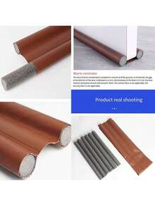 1pc Door Seal Strip, Foam Leather Draft Stopper, Door Bottom Insulation Weatherstrip, Non-Adhesive Door Bottom Seal - Multicolor - View 4