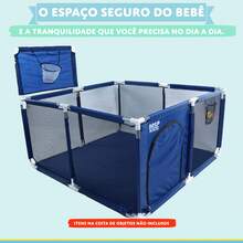 Children's Playpen With Basket, Square - Blue - View 4