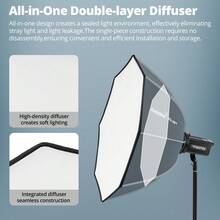 Ambitful FS-40PRO FS-60PRO FS-80PRO 快速安装八角柔光箱保荣卡口,适用于 Godox、Aputure、Sokani 影室 LED 摄影灯 - 黑色 - 查看 8