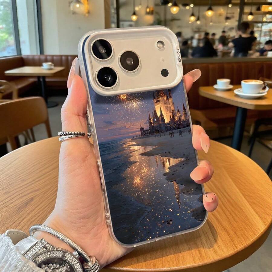 Funda para teléfono Diseño de reflejo de mar al atardecer en el castillo blanco para iPhone 14 13 12 Pro Max Galaxy S23 S22 S21 Elección de regalo ideal para todas las estaciones - Negro - Ver 1