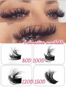 154 PEÇAS/138 PEÇAS/122 PEÇAS/106 PEÇAS Cílios Individuais Wispy Cluster Cílios Mikiwi Cílios Volumosos em Cluster 80D/100D/120D/150D Extensões de Cílios Individuais em Cluster Grossos Cílios em Cluster Curl D Fácil DIY em Casa - Preto - Visão 5