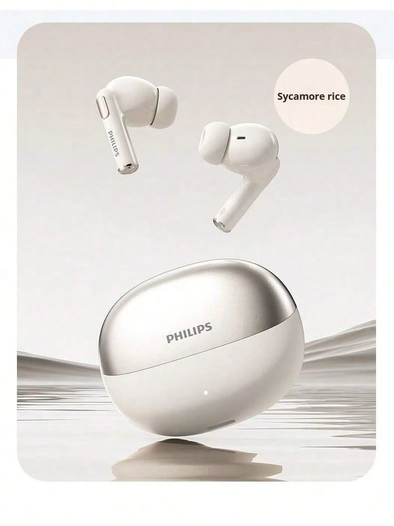 Philips' new TAT1120 true wireless Bluetooth headset semi-in-ear noise canceling high sound quality sports game long battery life for boys and girls couples - 米色 - 查看 1
