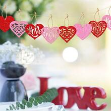 New Heart Shaped Hanging Decor, Party Decoration, Wedding Gift, Gold Glitter Paper Heart Tags - Multicolor - View 4