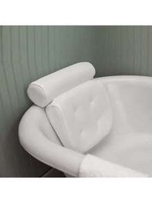 Bath Tub Pillow, Supports Neck, Head And Back, With Anti-Slip Suction Cups And Breathable Mesh Fabric - White - View 1