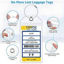 1Pc Luggage Tag For Cruise Ship Essentials, Cruise Luggage Tag Holder, Clear Cruise Luggage Tags For All Cruise Lines Travel Essentials ,For Travel Backpack Luggage Suitcase Travel Gear ,Back To School Workout School Supplies, Holiday Camping Holiday Essentials, Vacation Accessories Suitcase Tag Bag For School School Accessories School Stuff - 彩色 - 查看 8
