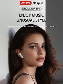 Lenovo X16 Bluetooth Earphones, Half In-Ear Style, Hi-Fi Sound Effect, Large Dynamic Driver, High Audio Quality, High-Definition Calls With Microphone, Suitable For Daily Music Listening, Gaming, Sports, Wireless Earbuds Compatible With Smartphones And Computers