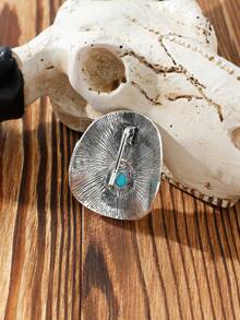 1-2件装女士复古绿松石色长方形/椭圆形西部风发饰发夹、爪夹、发卡、发夹、头饰、发卡 - 彩色 - 查看 4