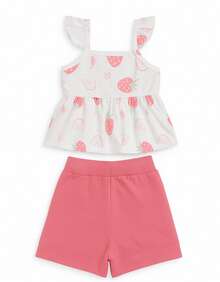 Set Including A Sublimated Tank Top And Fleece Shorts With Appliqué. - Champagne - View 4