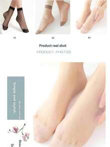 1-100双透明长袜、踝袜、女士过膝袜、春夏短袜，多种尺码可选，女童透明长袜，简约设计，纯色透明尼龙夏季女袜，女士薄款透气袜，水晶船袜，女士透明丝袜 - 無色 - 查看 7