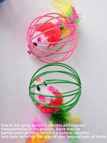 Set di giocattoli per gatti con topolino in gabbia colorata, per alleviare la noia, divertenti giochi interattivi con palline rotolanti e topolini, fai divertire i tuoi amati gatti, forniture per gatti, topolino, giocattoli per gatti