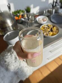 1 Set Bow Tie Iced Coffee Matcha Glass Drinking Cup, (Includes Bamboo Lid And Straw), High-Temperature Baked Printing, Cold Drink Juice Straw Cup, Hot Drink Straw Cup, Outdoor Travel Portable Large Capacity Water Cup, Exquisite And Cute Milk Tea Cup, High-Quality Juice/Coffee Cup, Suitable For Summer/Autumn/Winter - Best Gift Choice