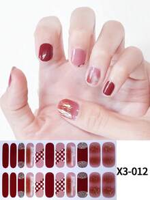 Halb ausgehärtete Gel-Nagel-Streifen, Gelee Beige, 22 Stücke Gel-Nagel-Wraps, Aufkleber, UV-Licht erforderlich, Salonqualität, langanhaltende Nägel - Rot-violett - Übersicht 8
