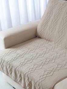 Greece Decorative Knit Blanket Kit + 2 Athens Cushion Covers For Sofa Bed Living Room Knitting - Beige - View 2