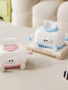 1pc Creative Cute Big Eye Tissue Box, High-End Paper Towel Box, Cream Style Home Living Room Tabletop Napkin Holder - Multicolor - View 5