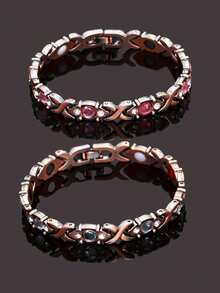 两件套时尚可调节磁性交叉手链，是情侣圣诞惊喜礼物的完美之选，精美礼盒包装，内含调节工具 - 銅色 - 查看 5