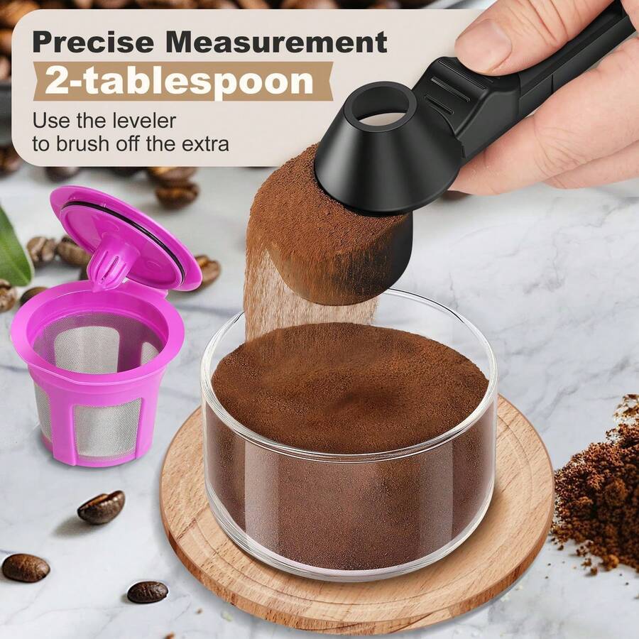 1/2 Cup Coffee Scoop, Long Handle, Large Capacity, Leak-Proof Round Spoon - Black - View 1