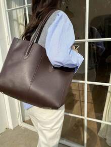 Mother-Daughter Tote Bag Set, Suitable For School, Commuting, And Travel, Eye-Catching Work Bags For Women, New Fashionable Big Bags For Women - 咖啡棕 - 查看 3