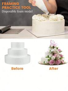 5cm High Foam Cake Model, Used For Wedding & Holiday Decoration, Cake Embroidery Practice, Reusable Baking Tool, Suitable For Baking Display, Wedding Cake Design, Polystyrene Cake Base Decoration Practice, Cake Styling, Suitable For Valentine's Day & Wedding Display - Multicolor - View 9