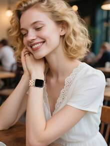 Checkered Stretchy Nylon Loop Bands Compatible With Apple Watch Band 38mm 40mm 41mm 42mm 44mm 46mm 49mm Black And White Checkboard Adjustable Braided Sport Soft Elastic Compatible With Apple Watch Strap SE Ultra Series 11/10/9/8/7/6/5/4/3/2/1 - Brown and White - View 4