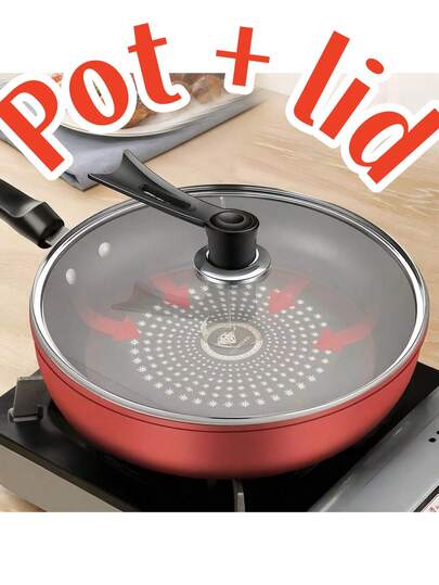 24cm Cast Iron Non-Stick Frying Pan With Lid, Dishwasher , Suitable For Induction Cooktop, Lightweight Smokeless Skillet, Suitable For Gas And Smooth Surface Stove, Stainless Steel Handle, Ideal For Steak, Pancake And Breakfast