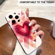 1PC Phone Case,  Heart Geometric Pattern Design Print , Stylish Phone Case, Phone Decoration, All-around Lens Protection, Creative Small Gift, Funny Gift for Boys and Girls - Negro - Ver 2