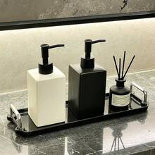 Đồ dùng sắp xếp và lưu trữ phòng tắm, Bình đựng xà phòng bằng gốm đen mờ sang trọng tối giản, Chai đựng sữa tắm, dầu gội có thể tái sử dụng, Hộp đựng đồ dùng trên mặt bàn trang điểm phòng tắm, Sử dụng trong khách sạn/gia đình, Chai đựng xà phòng lỏng có thể tái sử dụng - Hình vuông đen - Xem 8