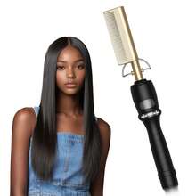 二合一铜梳卷发直发两用热风梳——在家也能打造柔顺亮泽的沙龙级秀发 - 黑色 - 查看 13